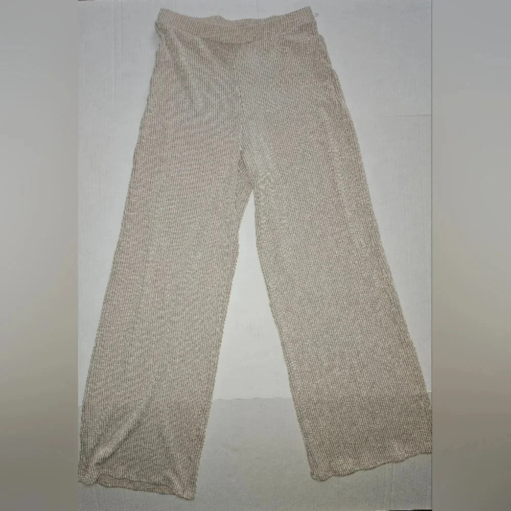 Stretch Rib Knit Wide Leg Pants - Picture 3 of 5